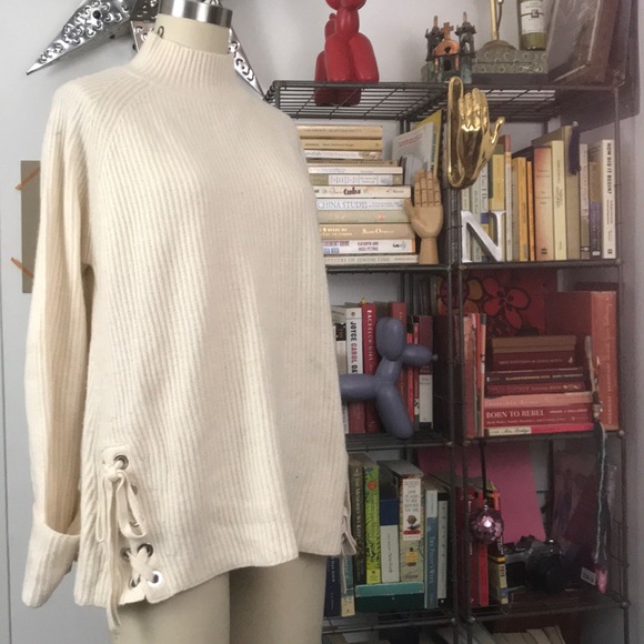 French Connection Freedom Fringe Lace Up Sweater - Picture 6 of 8